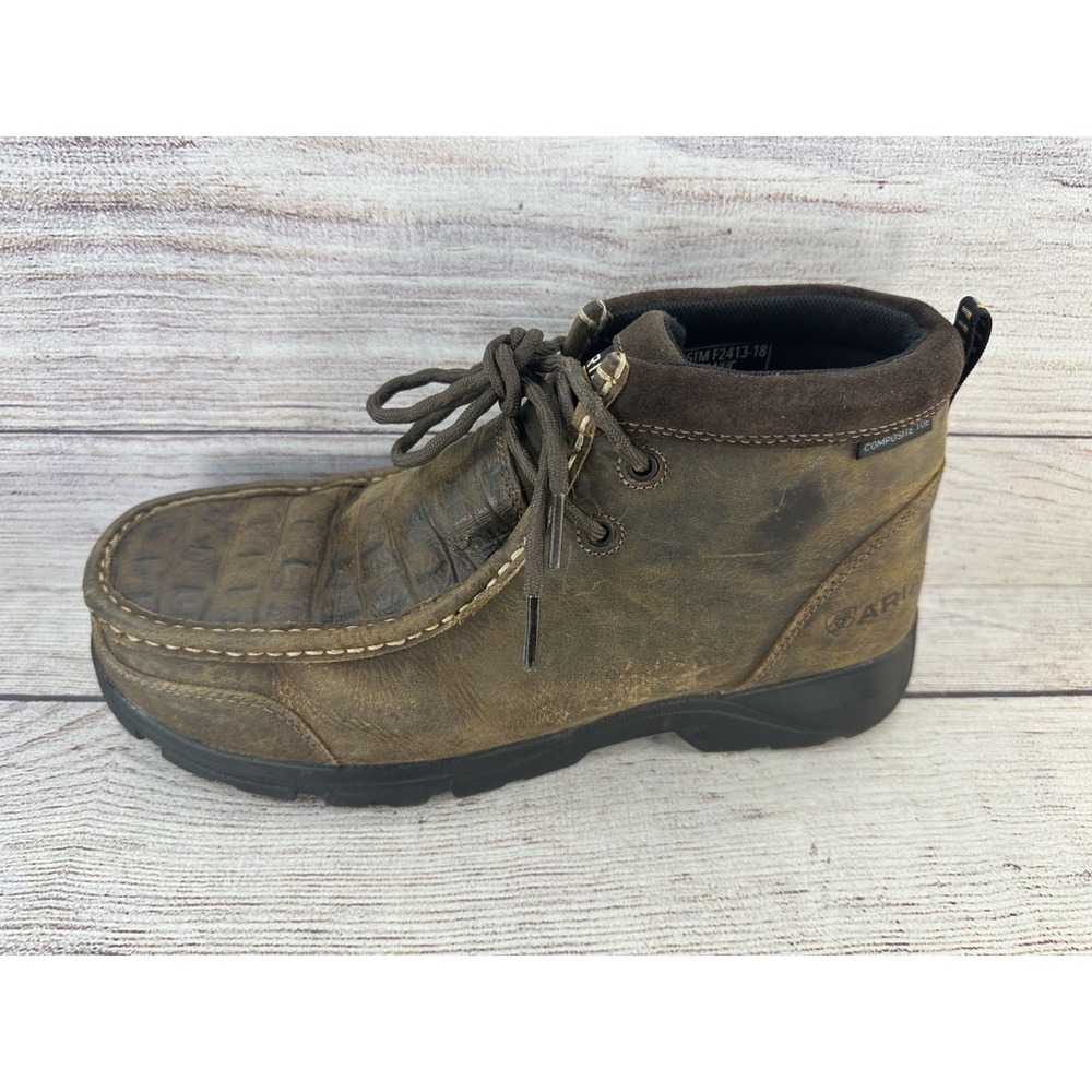 Ariat Men's Brown Croco Print Edge LTE Moc Composite Toe Work Boots Size 9.5 EE - Picture 8 of 10